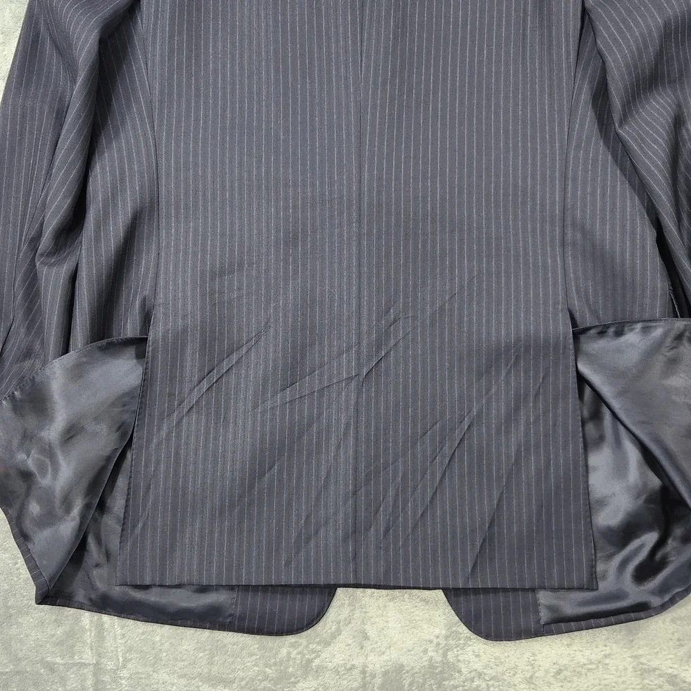 Canali Blazer‎ Mens 44 Made in Italy Blue Pinstripe Wool 2-Button Suit Jacket